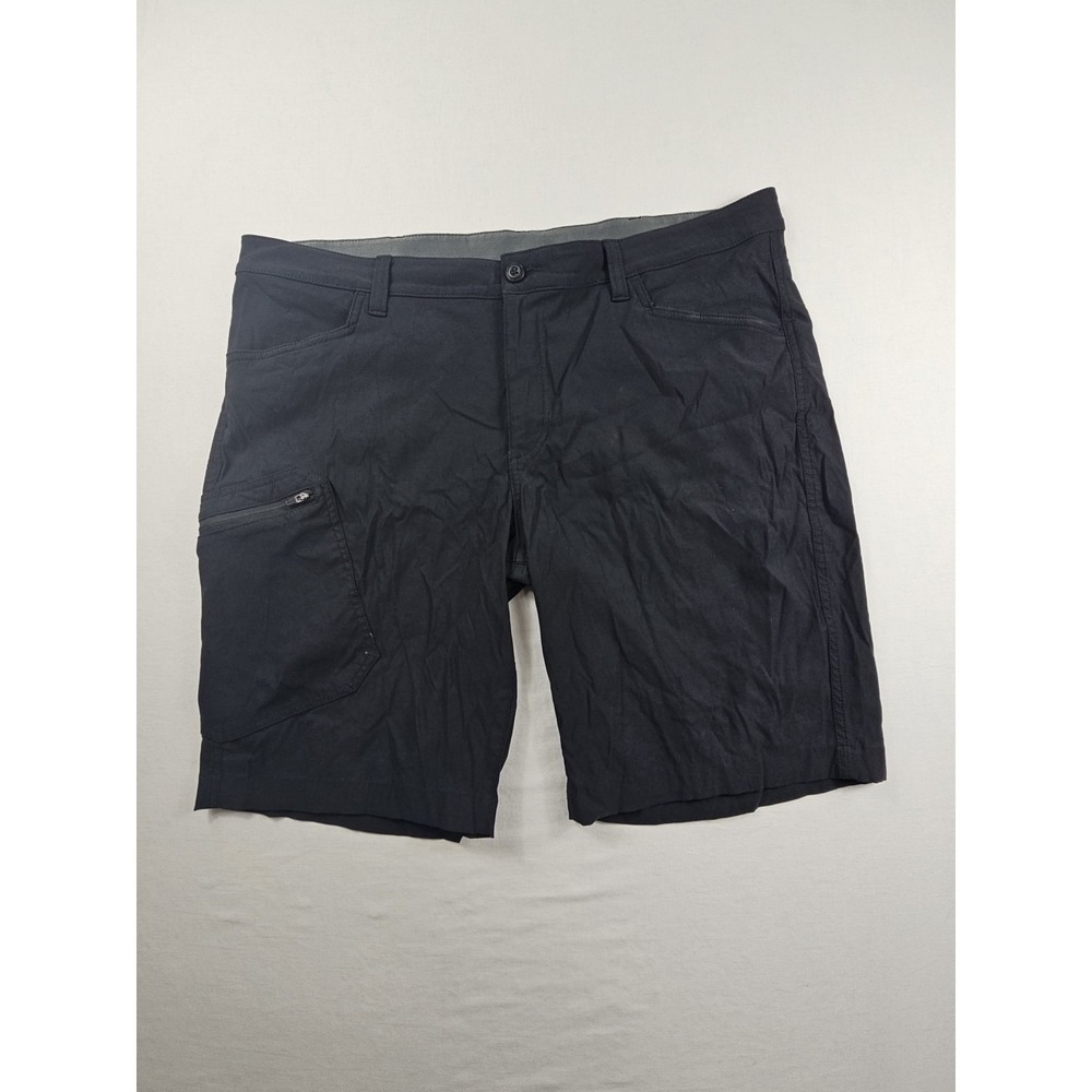 Eddie Bauer 38 Black Shorts Nylon Spandex Travel Outdoor Cargo Hiking Flat Front
